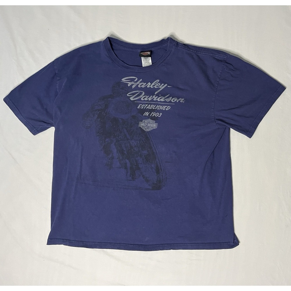 Harley Davidson Biloxi Mississippi Coast T Shirt Men's SZ 2XL Blue Short Sleeve